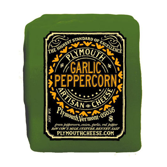 Garlic Peppercorn Cheddar 8oz - Plymouth Cheese