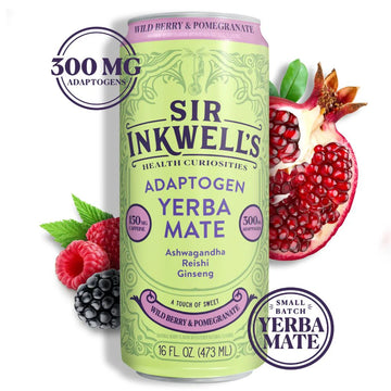 Can of Sir Inkwell's Adaptogen Yerba Mate with wild berries and pomegranate on a white background