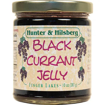Jar of Hunter & Hilsberg Black Currant Jelly on a white background