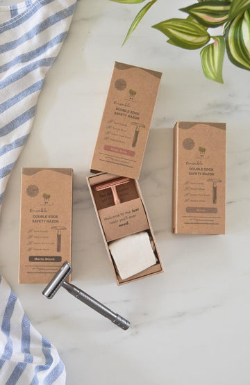 Double Edge Safety Razor (Includes 10 Refill Blades)