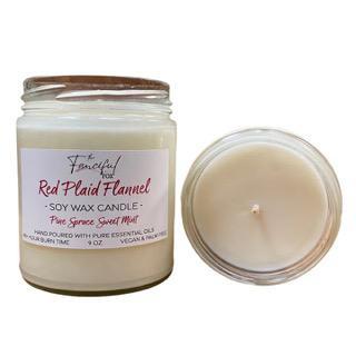 Fanciful Fox- Red Plaid Flannel Soy Wax Candle