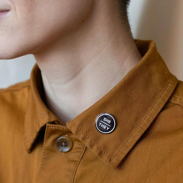 Flair Enamel Pronoun Pin she/they