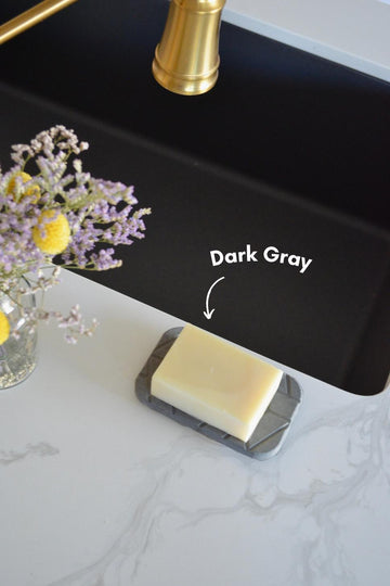 Geometric Quick-Dry Diatomite Soap Dish dark grey