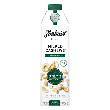 Elmhurst milked cashews packaging on a white background
