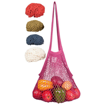 Natural Cotton Long Handle String Bag-Earth Tone