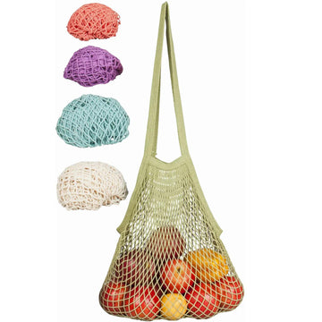 Natural Cotton Long Handle String Bag-Pastel