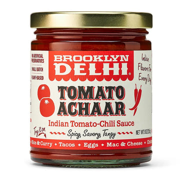 Jar of Brooklyn Delhi Tomato Achaar on a white background