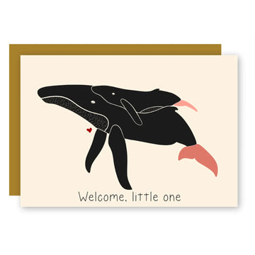 "Welcome, Little One" Whale Mother & Child Baby Card