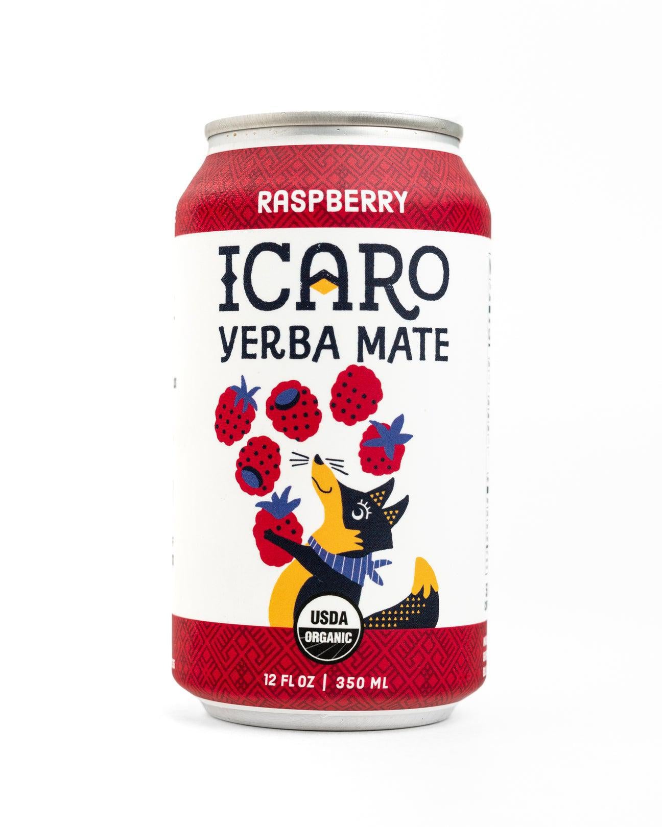 Icaro Raspberry Yerba Mate 12oz Can