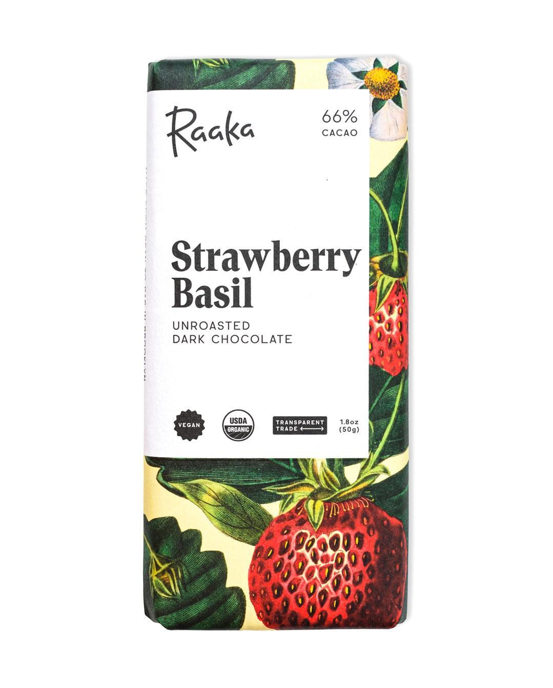 66% Strawberry Basil Chocolate Bar - Raaka