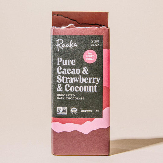 Pure Cacao & Strawberry & Coconut Chocolate Bar - Raaka