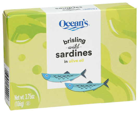 Brisling Wild Sardines in Olive Oil 3.8oz - Ocean's