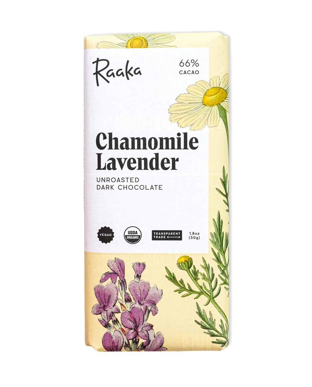 66% Chamomile Lavender Chocolate Bar - Raaka