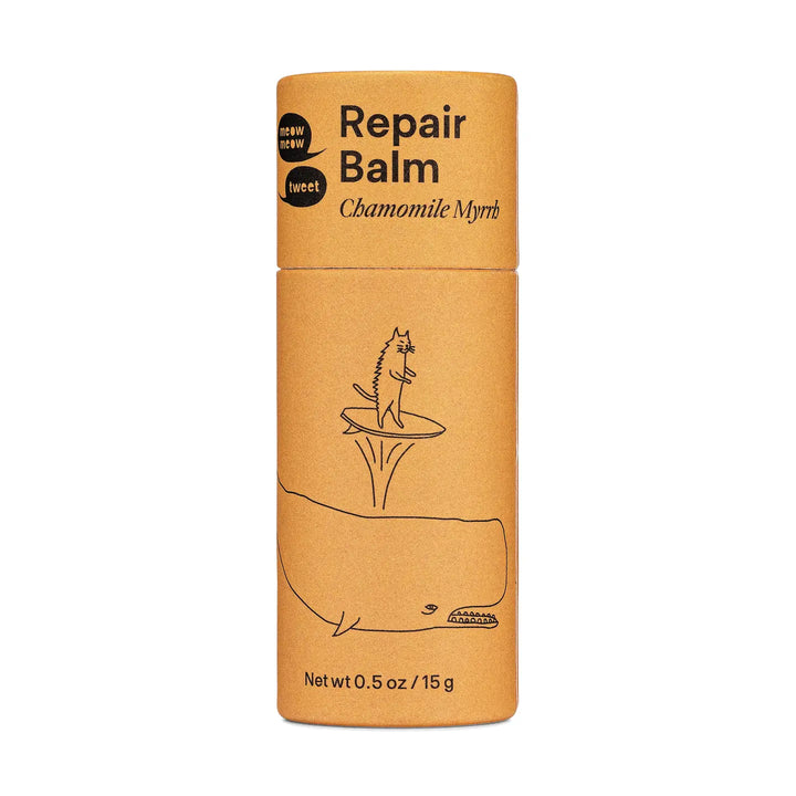 Repair Balm container with whale illustration on a white background