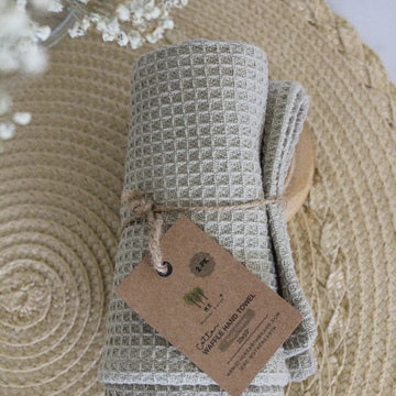 Cotton Waffle Hand Towels 2pk Sage