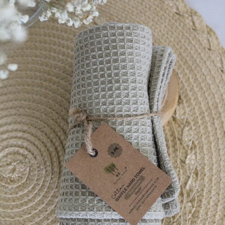 Cotton Waffle Hand Towels 2pk Sage