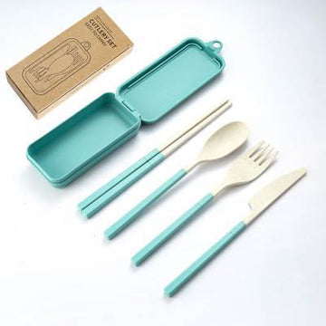 Detachable and Portable Cutlery Set with Case teal
