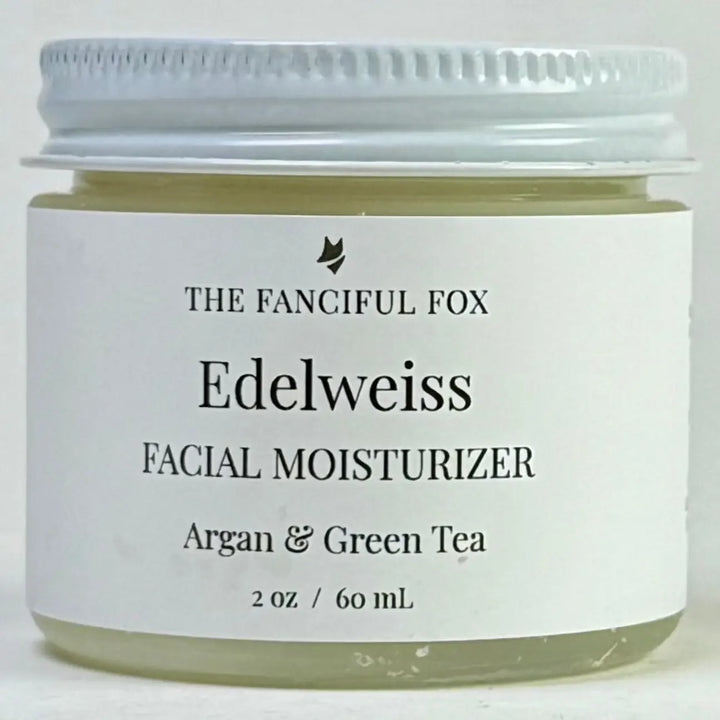 Jar of Edelweiss Facial Moisturizer by The Fanciful Fox on a white background