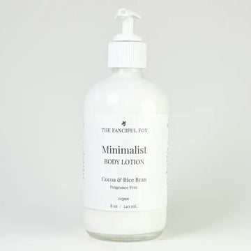 Bottle of 'Minimalist' body lotion by The Fangiful Fox on a white background