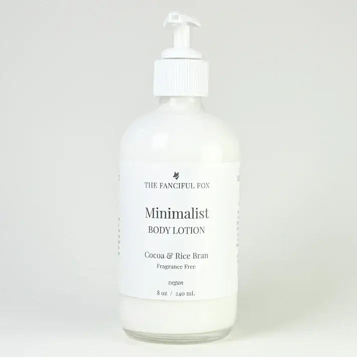 Bottle of 'Minimalist' body lotion by The Fangiful Fox on a white background