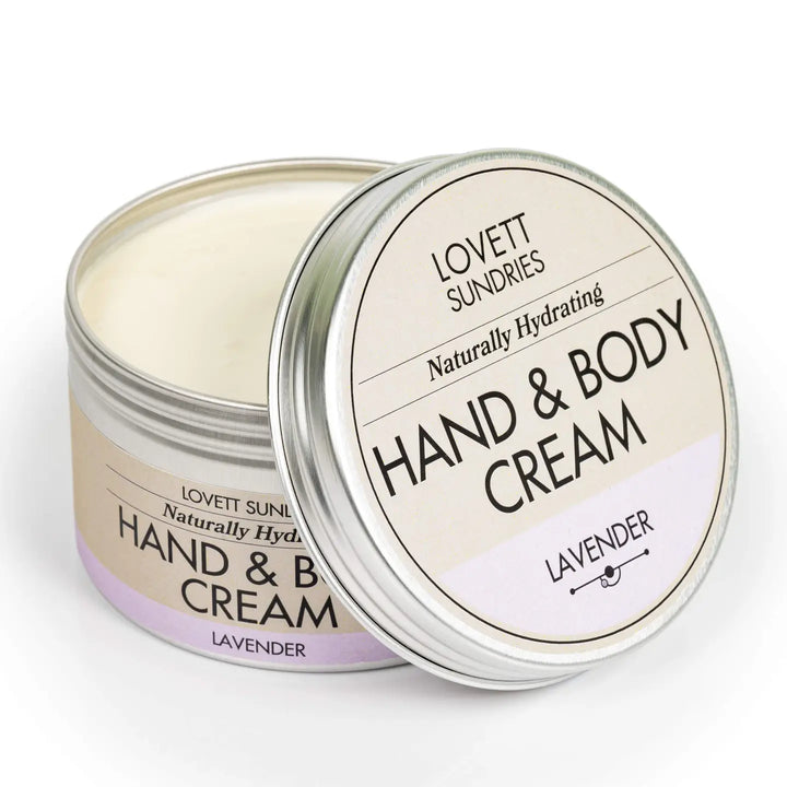 Lovett Sundries hand and body cream jar with lavender scent on a white background
