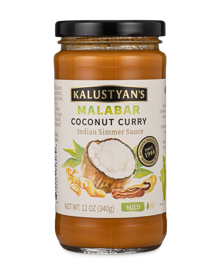 Jar of Kalustyan's Malabar Coconut Curry on a white background