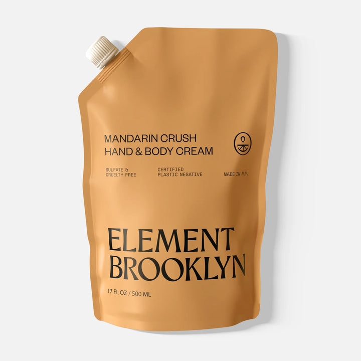 Element Brooklyn Mandarin Crush hand and body cream packaging on a white background
