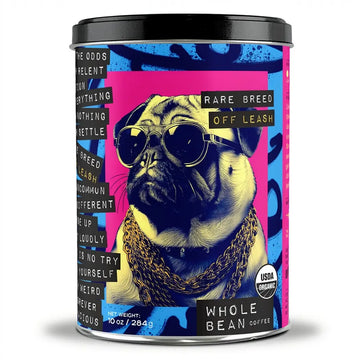 Medium Roast Whole Bean Coffee, Off Leash, 10oz Tin