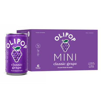 OLIPOP Mini 3g Fiber Prebiotic Soda, Classic Grape - 6pk/7.5 fl oz Cans