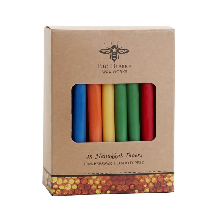 Taper Candles – 100% Pure Beeswax – Hanukkah 5” Hand-Dipped Multi Color