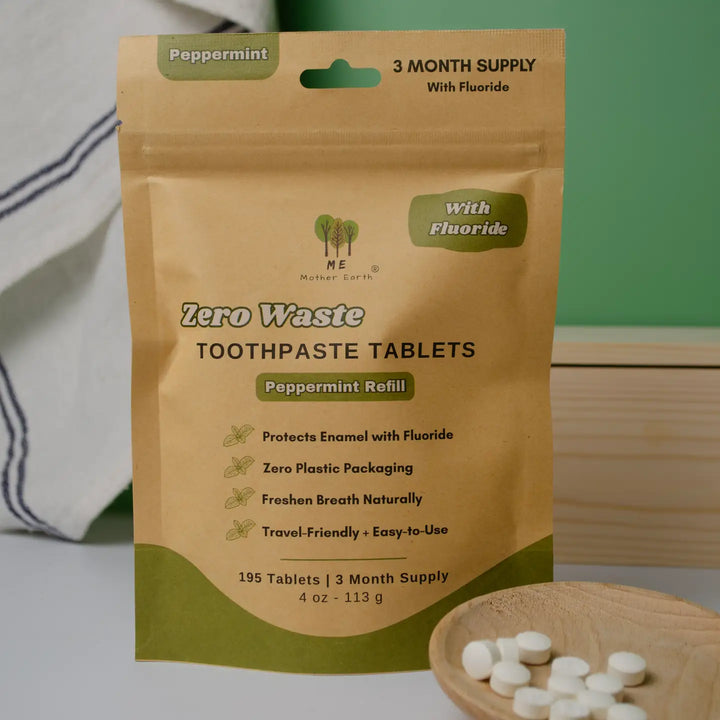 Toothpaste Tablets: 3 Month Refills- Peppermint with Fluoride