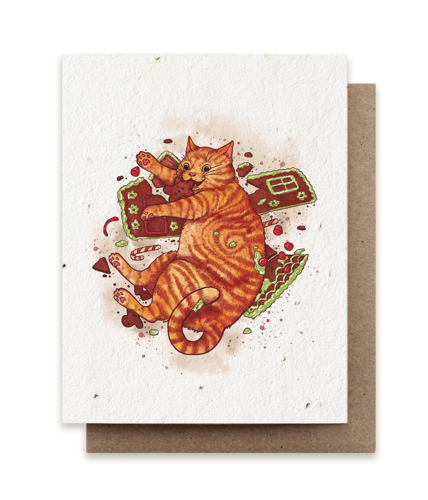 Gingerbread Cat Plantable Herb Card