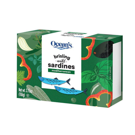Brisling Wild Sardines in Mediterranean Oil 3.8oz - Ocean's