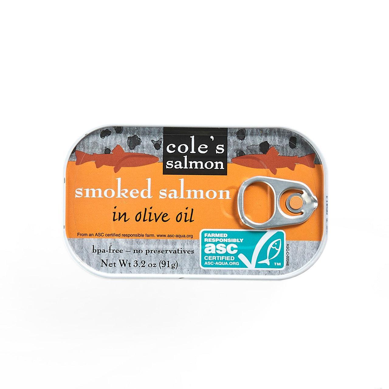 Smoked Salmon in Olive Oil 3.2oz - Cole's Seafood