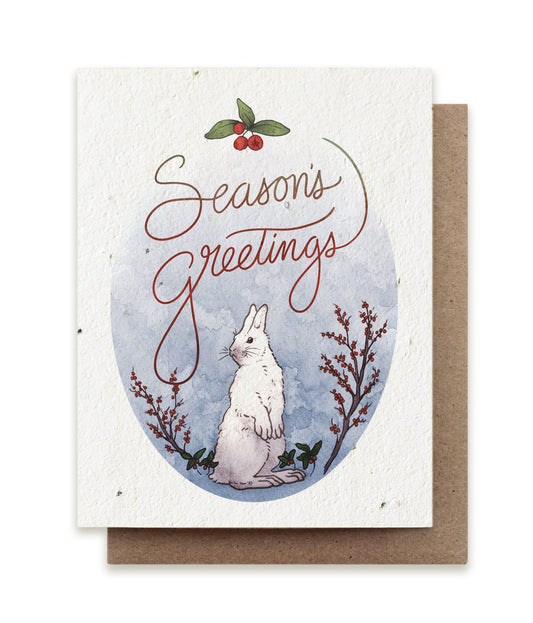 Season's Greetings Snowshoe Hare Plantable Herb Card